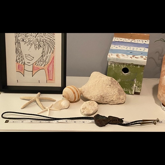 Black leather necklace with Faces - Picture 6 of 6